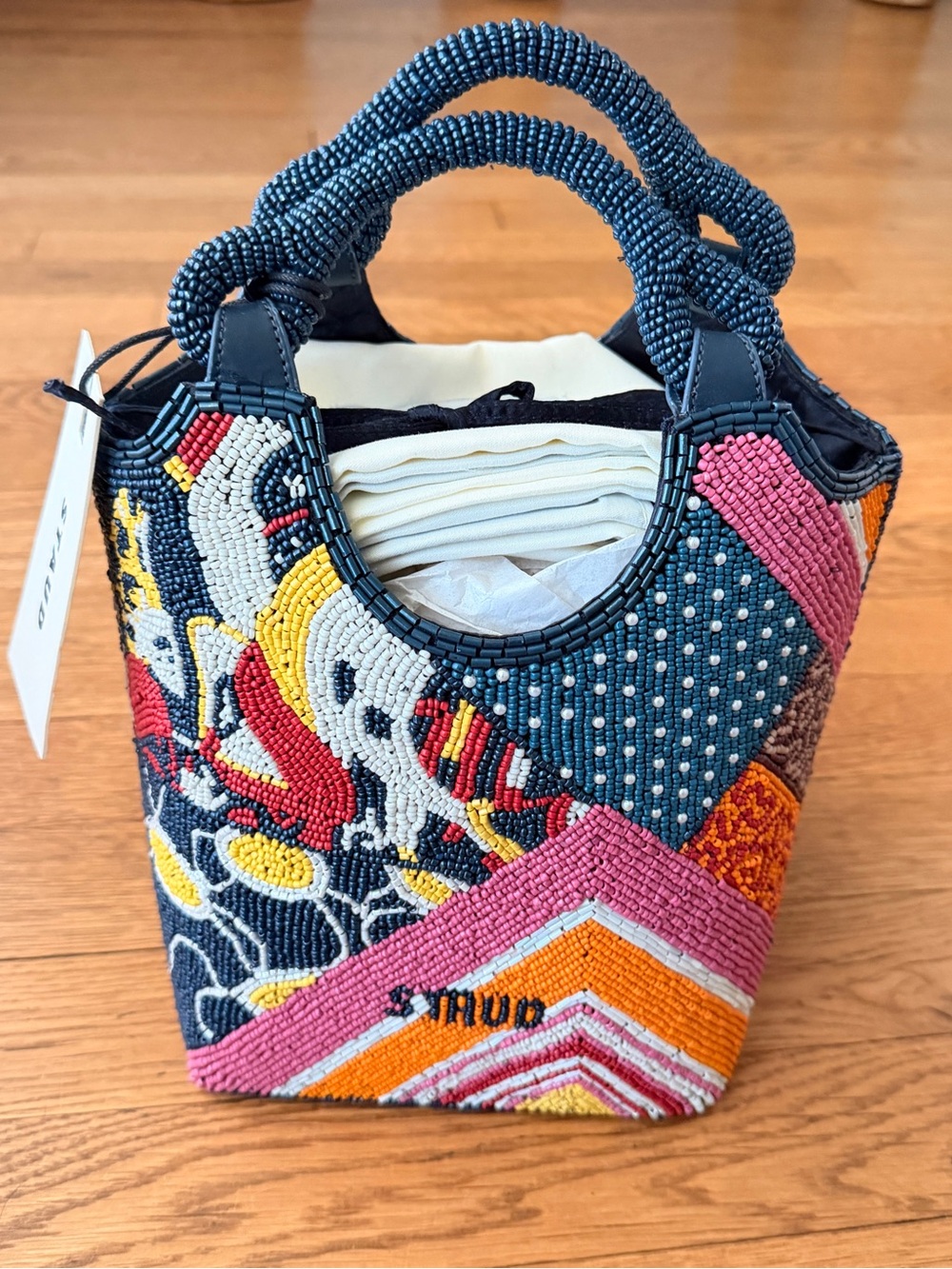 STAUD Beaded Cote Patchwork Foulard Bag - Picture 2 of 8